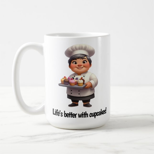 Ein glücklicher Koch für die Kamera Kaffeetasse (Links)