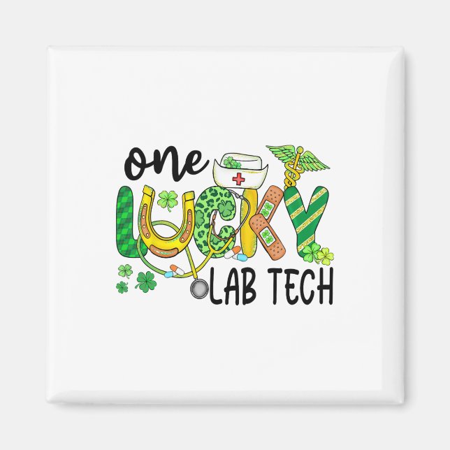 Ein glücklicher Labortechniker St Patricks Day Grü Magnet (Vorne)