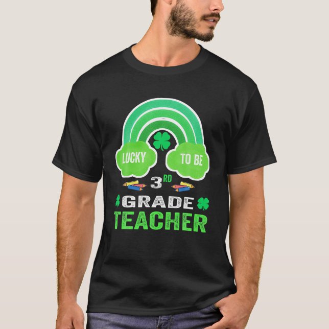 Ein glücklicher Lehrer Rainbow St Patricks zum Glü T-Shirt (Vorderseite)