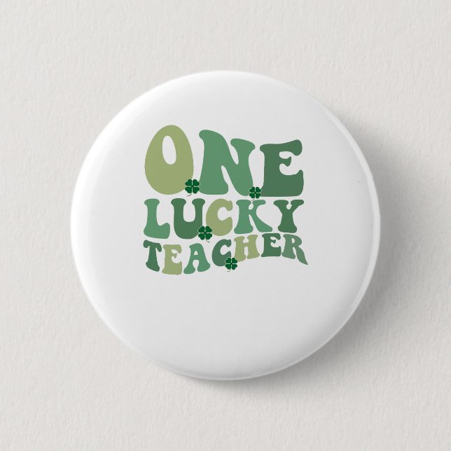 Ein glücklicher Lehrer St. Patricks Day Retro Groo Button (Vorderseite)