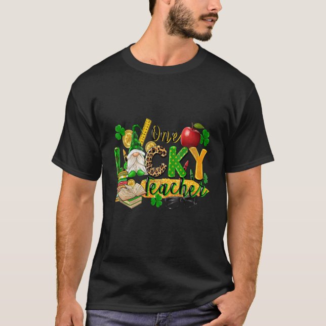 Ein glücklicher Lehrer Western St Patricks Day Gno T-Shirt (Vorderseite)