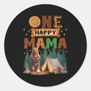 Ein glücklicher Mama-Camper 1. Geburtstag Camng Bä Runder Aufkleber