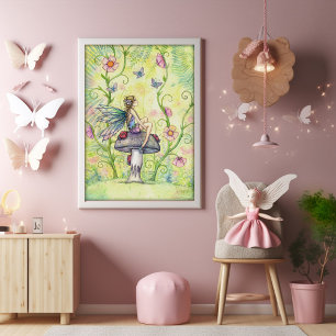 Ein glücklicher Ort Blume Fairy und Schmetterlinge Poster