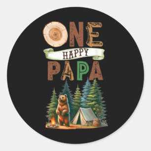 Ein glücklicher Papa Camper zum ersten Geburtstag  Runder Aufkleber