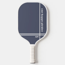 Ein glücklicher Pickler Luxus Gray White Initials  Pickleball Schläger
