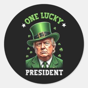 Ein glücklicher Präsident Funny Patty's Day Trump  Runder Aufkleber