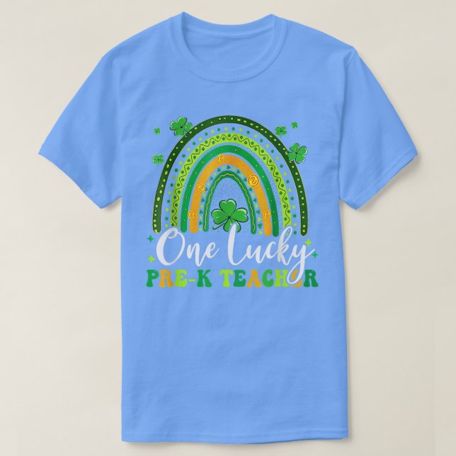Ein glücklicher Pre-K-Lehrer Rainbow-Kleeblatt Pat T-Shirt (Design vorne)