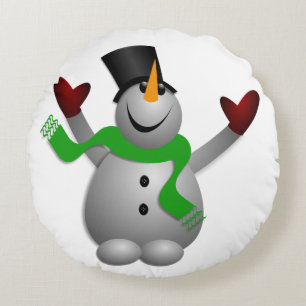 Ein glücklicher Snowman Rundes Kissen