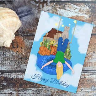 Ein glücklicher Tag. Auf dem Kopf. Happy Birthday Postkarte