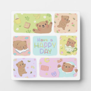 Ein glücklicher Tag: Niedliche Teddybären-Illustra Fotoplatte