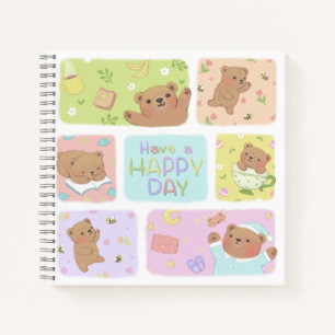 Ein glücklicher Tag: Niedliche Teddybären-Illustra Notizbuch