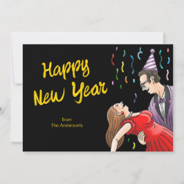 Ein glücklicher Tanz für die Neujahrsparty Feiertagskarte