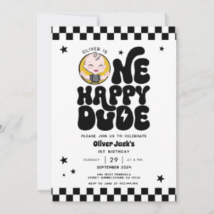 Ein glücklicher Typ 1. Geburtstag Einladung