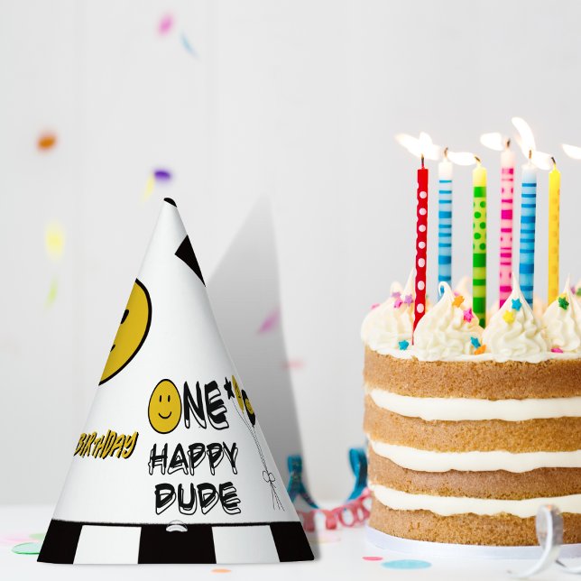 Ein glücklicher Typ Gelbes Lächeln Erster Geburtst Partyhütchen (Von Creator hochgeladen)