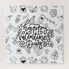Ein glücklicher Valentinstag mit Schwarzer Text un Puzzle