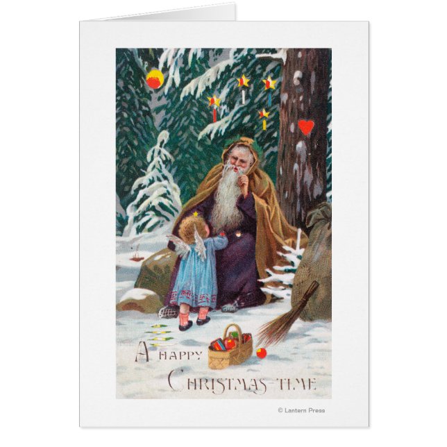 Ein glücklicher Weihnachtsmann mit Weihnachten (Vorne)