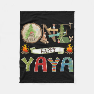 Ein glücklicher Yaya-Camper 1. Geburtstag Camping- Fleecedecke
