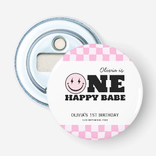 Ein glückliches Babe Pink gekreuzt Geburtstag Flaschenöffner