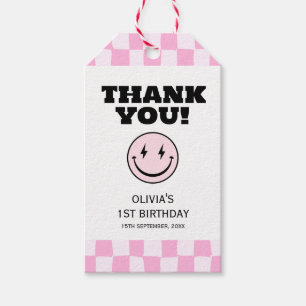 Ein glückliches Babe Pink gekreuzt Geburtstag Geschenkanhänger