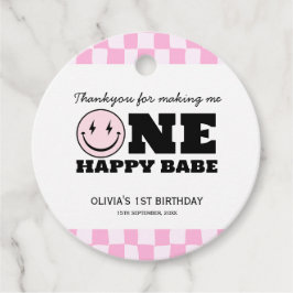 Ein glückliches Babe Pink gekreuzt Geburtstag Geschenkanhänger