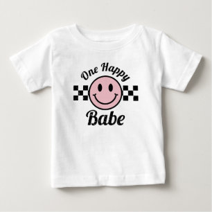 Ein glückliches Babe Pink Smile Face Geburtstagssp Baby T-shirt