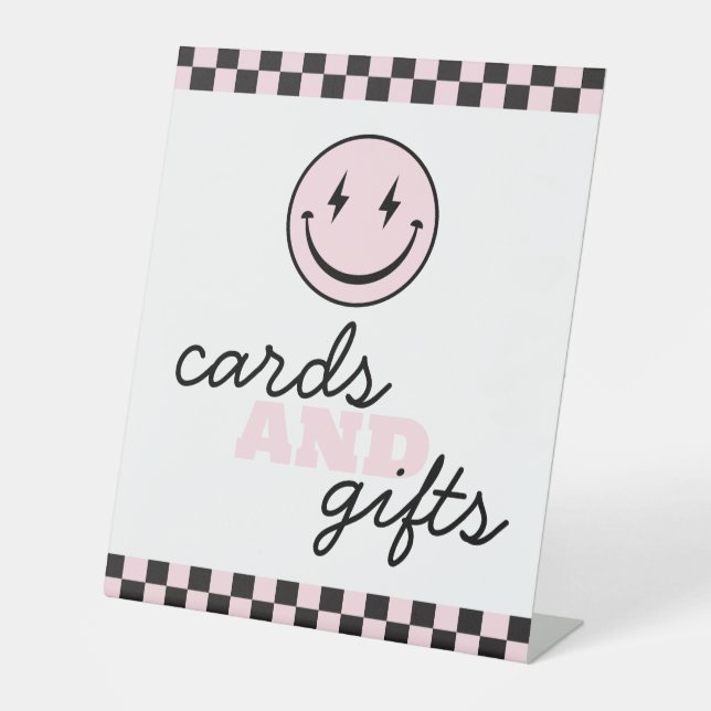 Ein glückliches Babe Retro Karten und Geschenke Sockelschild (Vorderseite)