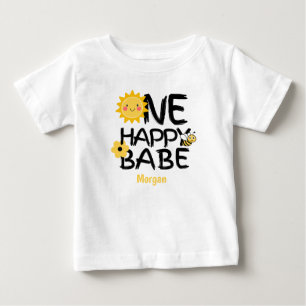 Ein glückliches Babe Yellow Sunny Bee Girls 1. Geb Baby T-shirt