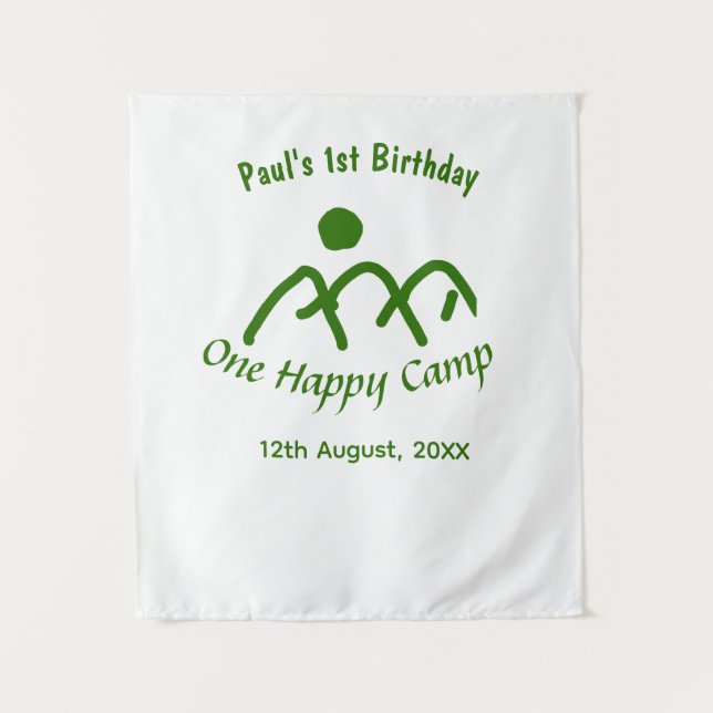 Ein glückliches Camp grüne Bergsonne 1. Geburtstag Wandteppich (Vorderseite)