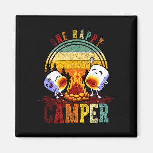 Ein glückliches Camp Retro-Marshmallow-Camping-Tri Magnet
