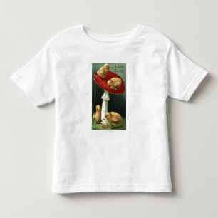 Ein glückliches EasterChicks auf rotem Pilz Kleinkind T-shirt