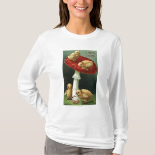 Ein glückliches EasterChicks auf rotem Pilz T-Shirt