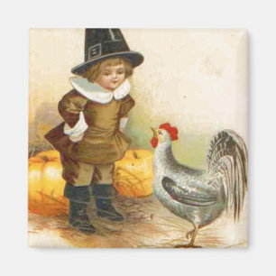 Ein glückliches Erntedankfest Pilgrim und Plymouth Magnet