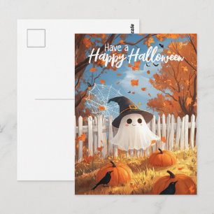 Ein glückliches Halloween Süßer Geist Postkarte