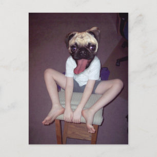 Ein glückliches Kind mit Mops. Postkarte