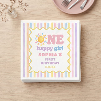 Ein glückliches Mädchen 1. Geburtstag Sonnenschein Serviette