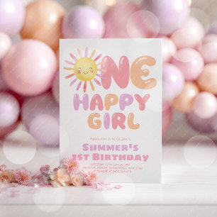 Ein glückliches Mädchen Sonn 1. Geburtstag Rosa Li Einladung