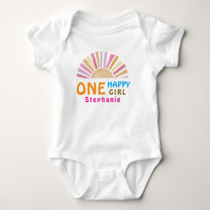 Ein glückliches Mädchen Sonnenschein 1. Geburtstag Baby Strampler