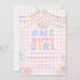Ein glückliches Mädchen Whimsical Disco Geburtstag Einladung