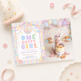 Ein glückliches Mädchen Whimsical Disco Geburtstag Einladung