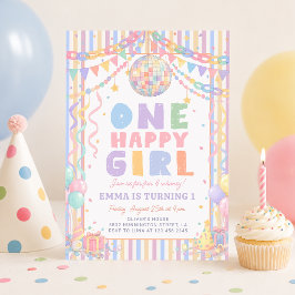 Ein glückliches Mädchen Whimsical Disco Geburtstag Einladung