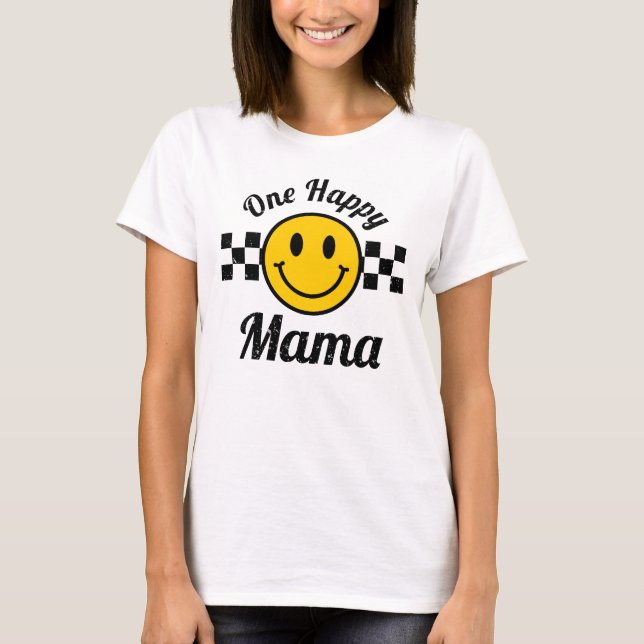 Ein glückliches Mama gelbes Lächeln Gesicht Geburt T-Shirt (Vorderseite)