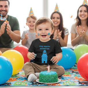 Ein glückliches Monster Halloween Geburtstags Cust Baby T-shirt