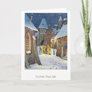 Ein glückliches neues Jahr, deutsches Vintages Feiertagskarte