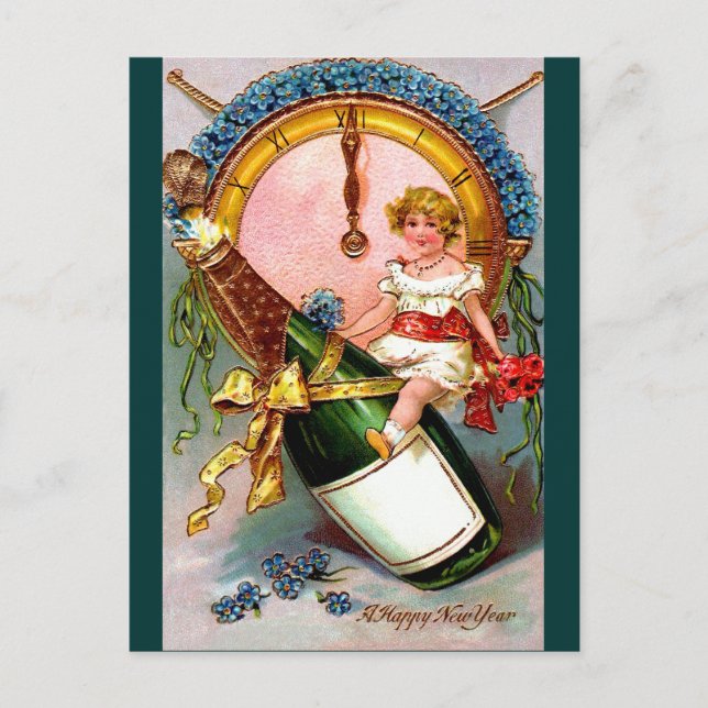 Ein glückliches neues Jahr Feiertagspostkarte (Vorderseite)