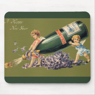 Ein glückliches neues Jahr, Vintage Engel mit Cham Mousepad