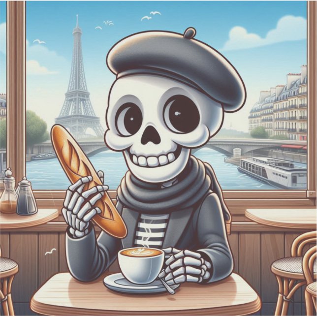 Ein glückliches Skelett in Paris Aufkleber (Vorderseite)