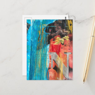 Ein glückliches Vintage-Paar bei einem Date-Abend  Postkarte