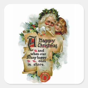 Ein glückliches Weihnachten Quadratischer Aufkleber