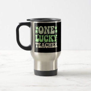 Ein Glückslehrer Groovy Retro-Lehrer St. Patricks Reisebecher