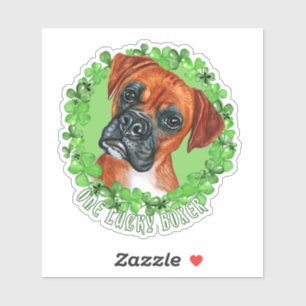 Ein Glückspferd-Boxer Lustiger St. Patrick-Hund Aufkleber
